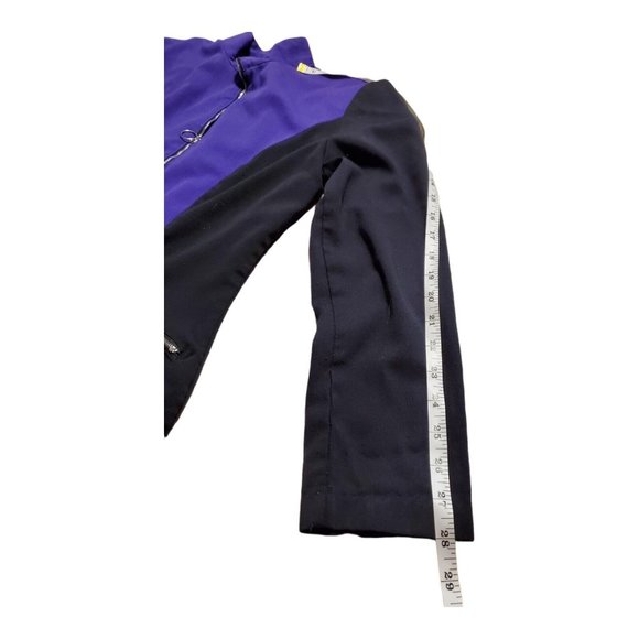 VTG G.S.L. Women's M Purple/Black Zippered Jacket Zip Pockets Shoulder Pads Rare - Picture 7 of 7